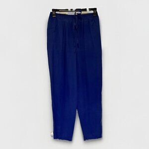 Melrose Studio Womens Pants M Silk Loose Blue Travel Lightweight Colorful‎